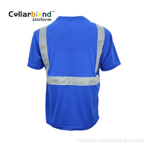 Blaues Sicherheits-Hi-Vis-Polo-T-Shirt